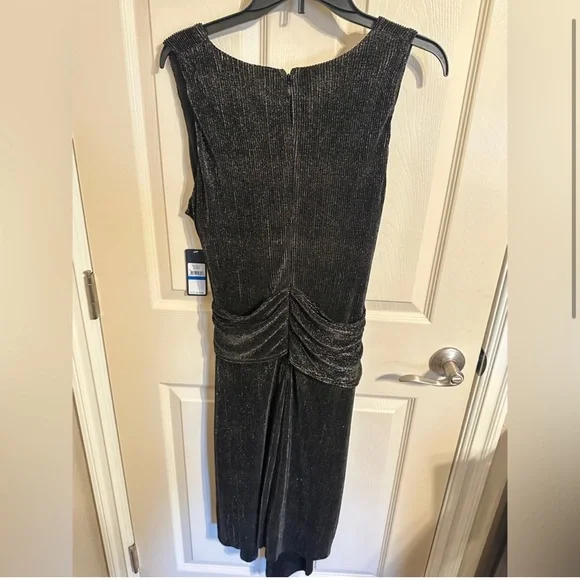 RACHEL Rachel Roy Tie Waist Asymmetrical Sheath Cocktail Dress, Black/Gold, XL - Picture 4 of 8